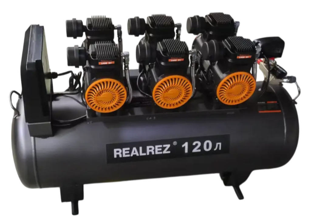 Безмасляный компрессор REALREZ TR-120, 7 бар, 120л